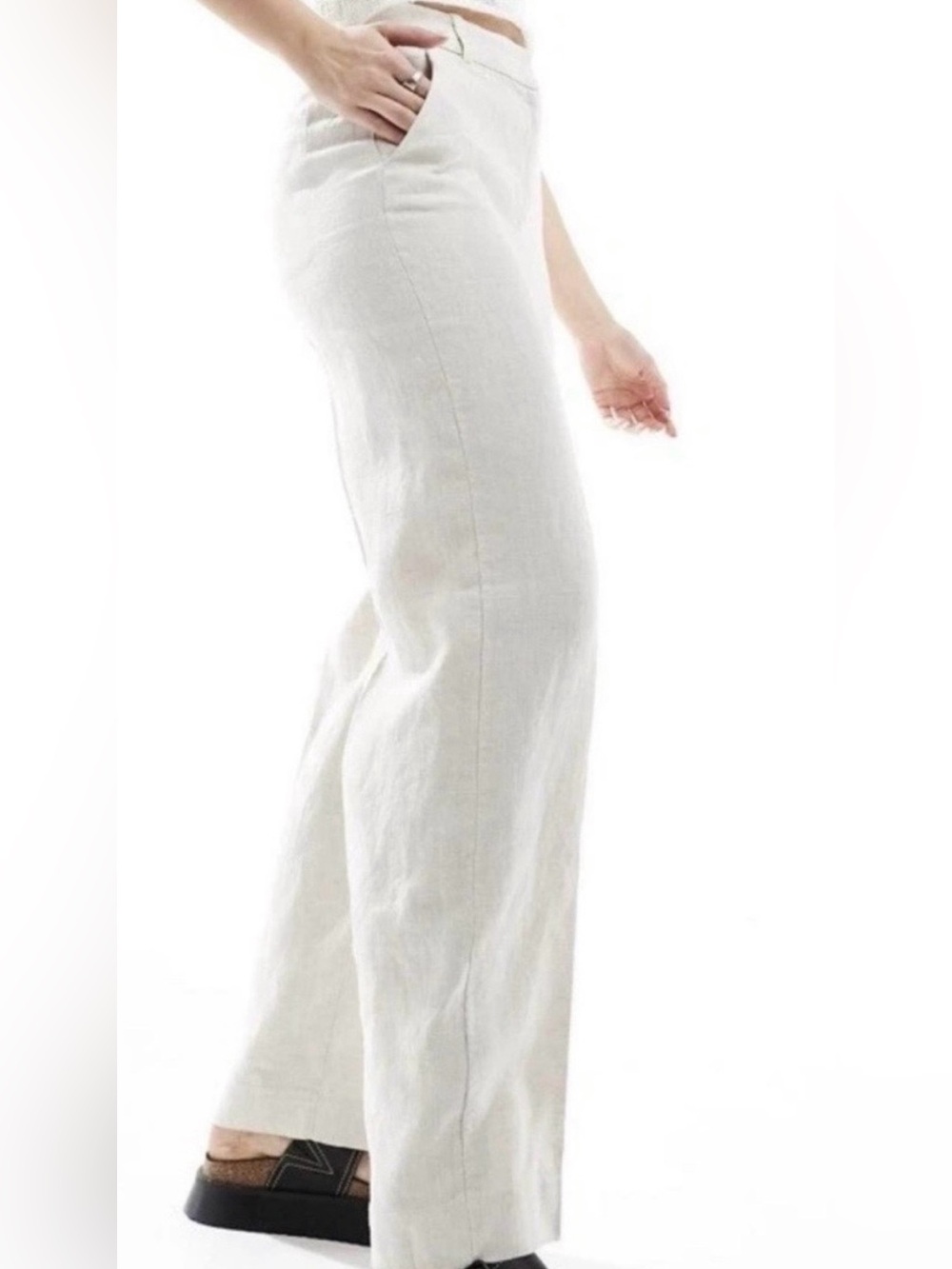 & Other Stories Women's Beige 100% Linen Pants